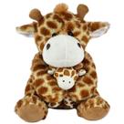 Girafa de Pelúcia Com Filhote Girafinha Nicho Bebê Safari