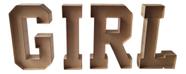 Girl - Kit 4 Letras Caixas Grande Altura 100CM Em Mdf 3mm