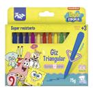 Giz Cera Triangular Bob Esponja Escolar Com 12 Cores Dac Giz Cera Triangular Bob Esponja Escolar Com 12 Cores Dac