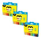 Giz De Cera 12 Cores Kit 3 Unids Escolar Super Colorido