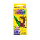 Giz de cera Acrilex curto triangular com 12 cores