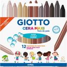 Giz de Cera Gizão Giotto Maxi TONS de Pele 12 Cores Pacote com 12