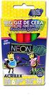 Giz De Cera Jumbo Big Giz Neon Gliter 52G 6Cores
