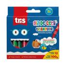 Giz de Cera Jumbo Triangular TRIS 12 Cores Traço Macio, Antiderrapante e Ideal para Criança