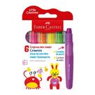 Giz de Cera Neon - Jumbo e supermacios - Faber Castell - 6 unidades/Lavável