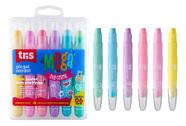 Giz De Cera Retrátil Tris Mega Gel Color 6 Cores Pastéis