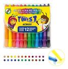 Giz De Cera Retrátil Twist Colorido Escola Acrilex 12 Cores