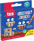 Giz de Cera Tons de Pele triangular jumbo 12 cores marca Tris