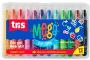 Giz Retrátil Mega Gel Color 12 Cores Tris