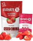Glicose em pó Elovate 15 pacotes de 15 g de ação rápida x12 de morango