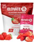 Glicose em pó Elovate 15 pacotes de 15 g de ação rápida x25 morango