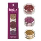 Glitter Belliz Para Decoração de Unhas Color 3 Cores