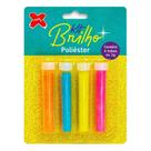 Glitter Brilho Escolar Poliéster Pote 2g Neon/Metálico Blister c/ 4 Cores Make+ Purpurina Brilho em Pó Unhas