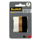 Glitter Tape Scotch Expressions, 3 rolos, tamanhos variados