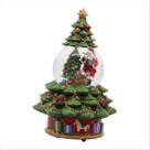 Globo de Neve Árvore Pinheiro E Noel Enfeite Com Som 25X16CM