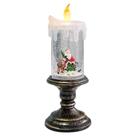 Globo de neve de Natal, luz de velas, Papai Noel sem chama