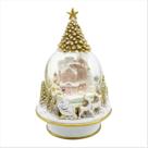 Globo de Neve Noel Rena Cenário Natalino Branco Dourado 22CM