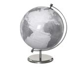 Globo Terrestre Decorativo De Mesa Branco e Prata 34cm - PARIS LUZ