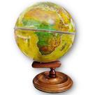 Globo Terrestre Físico Histórico Giratório Base de Madeira - Escolar - Decoração