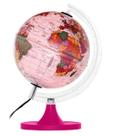 Globo terrestre Libreria 21cm aquarela rosa led base magenta