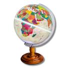 Globo Terrestre Luminoso Histórico 30cm - Base Madeira com Régua Transparente