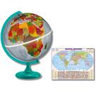 Globo Terrestre Mondo Base Verde Luminoso Físico Político 30cm + Mapa Mundi