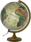 Globo Terrestre Político 30Cm Histórico Led Branco Base Ouro
