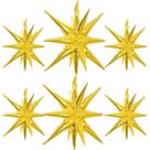 Globos de Papel de Aluminio Estrella Explosiva LAIAMER 22" Oro 14 Puntas Paquete de 6