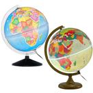Globos Terrestres 30 cm Luminosos - Politico + Histórico Giratórios - Abajur