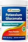 Gluconato de potássio Best Naturals em pó 454g Gluconato de potássio Best Naturals em pó 454g
