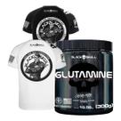 Glutamina 300g + Camiseta Esportiva Bope Branco Exg - Black Skull