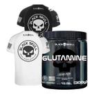 Glutamina 300g + Camiseta Esportiva Padrãæo Branco Exg - Black Skull