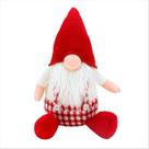 Gnomo Duende Noel Sentado Enfeite Natal Vermelho Branco 43CM