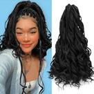 Goddess Curly Box Braids Crochet Braids Hair 3S Wavy Box Extensão de cabelo trançado de fibra sintética (1B, 18 polegadas) Goddess Curly Box Braids Crochet Braids Hair 3S Wavy Box Extensão de cabelo trançado de fibra sintética (1B, 18 polegadas)