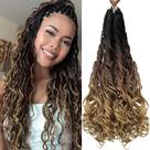 Goddess Curly Box Braids Crochet Hair Brown 3X Wavy Crochet Box Extensão de cabelo trançado sintético (18 polegadas, marrom ombre) Goddess Curly Box Braids Crochet Hair Brown 3X Wavy Crochet Box Extensão de cabelo trançado sintético (18 polegadas, marrom ombre)