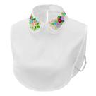 Gola de blusa bordada floral, gola falsa, chiffon branco