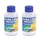 Goma Laca Incolor Acrilex 2 Frascos 100ml para Verniz Fixação Preparação Madeira MDF Cerâmica Gesso Artesanato Pintura