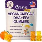 Gomas de Omega 3 Crasye Veganas com DHA e EPA para Crianças, 120 unidades