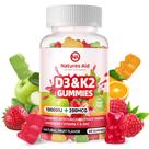 Gomas de vitamina D3 K2 Natures Aid 60 gomas sem açúcar
