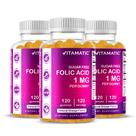 Gomas de vitaminas, ácido fólico vitamático, 1000 mcg, 120 quilates, vegano Gomas de vitaminas, ácido fólico vitamático, 1000 mcg, 120 quilates, vegano