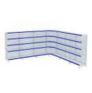 Gondola Parede 1,96m Amapa Flex Kit 6 Metros 1 Canto Branco Porta etiqueta Azul - 2205
