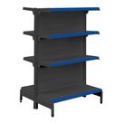 Gôndola Prateleira Preta 4 Níveis 40x30 New Plus 1,40 Central Inicial pe Azul - Sa Gôndolas