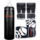 Gorilla Kit Saco Pancada 120 Cm Profissional Reforçado + Luva Bate Saco Pro Adulto + Luva Infantil