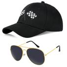 Gorra de béisbol de disfraz con gafas de sol estampado de banderas a cuadros