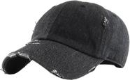 Gorra de mezclilla negra vintage desgastada KBETHOS KBE