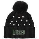 Gorro Bioworld Wicked Preto com Punho, Pérolas e Pompom