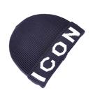 Gorro de inverno de anime azul escuro com ícones de chapéu de malha unissex