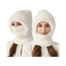 Gorro De Inverno Feminino 3 Em 1, Quente E À Prova De Vento, Com Cachecol E Máscara, Gorro Fashion