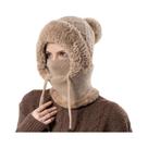 Gorro De Inverno Feminino Em Veludo Tricotado Com Proteção Para as Orelhas E Capuz Integrado