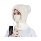 Gorro De Inverno Feminino Em Veludo Tricotado Com Proteção Para as Orelhas E Capuz Integrado